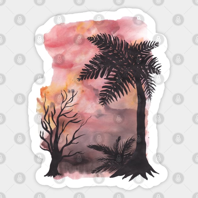 Palm trees and sunset Sticker by LeighsDesigns